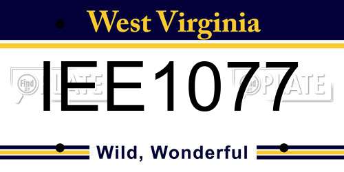 IEE1077 West Virginia License Plate