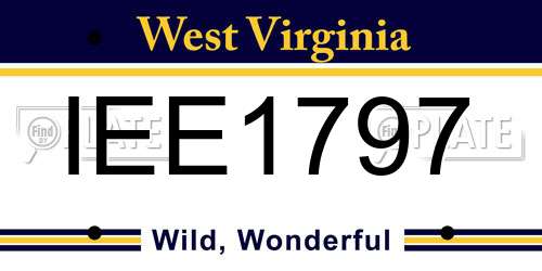 IEE1797 West Virginia License Plate