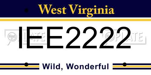 IEE2222 West Virginia License Plate