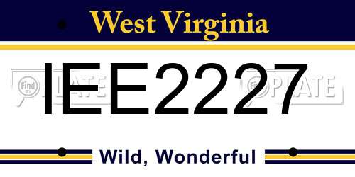 IEE2227 West Virginia License Plate