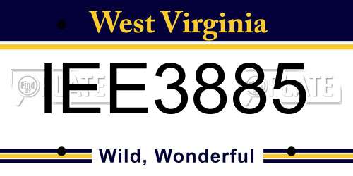 IEE3885 West Virginia License Plate