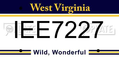 IEE7227 West Virginia License Plate