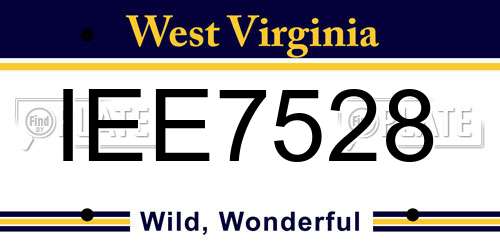 IEE7528 West Virginia License Plate