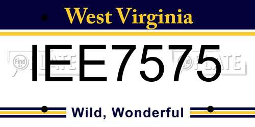 IEE7575 West Virginia License Plate