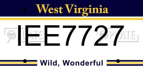IEE7727 West Virginia License Plate