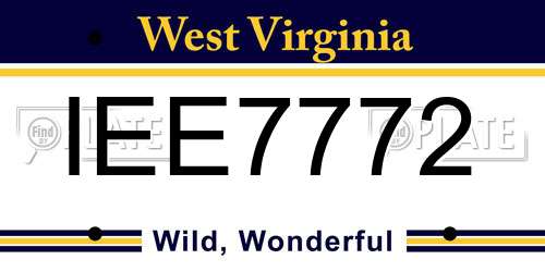 IEE7772 West Virginia License Plate