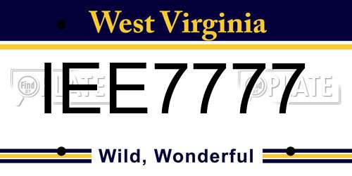 IEE7777 West Virginia License Plate