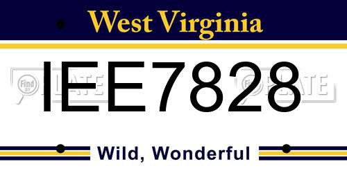 IEE7828 West Virginia License Plate
