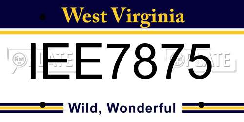 IEE7875 West Virginia License Plate