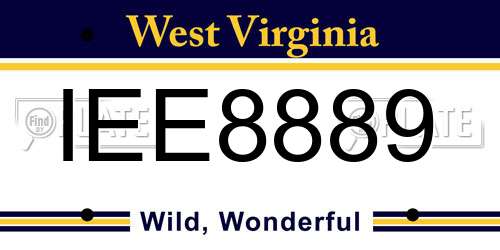 IEE8889 West Virginia License Plate