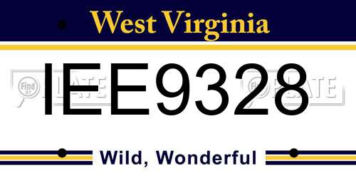 IEE9328 West Virginia License Plate