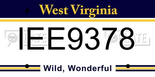 IEE9378 West Virginia License Plate
