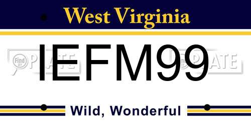 IEFM99 West Virginia License Plate