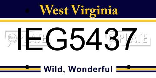 IEG5437 West Virginia License Plate