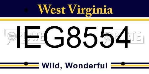 IEG8554 West Virginia License Plate