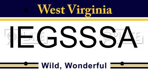 IEGSSSA West Virginia License Plate