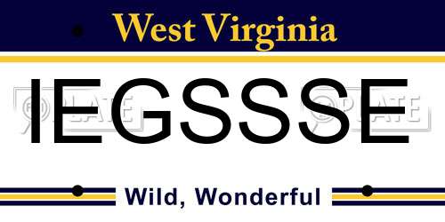 IEGSSSE West Virginia License Plate