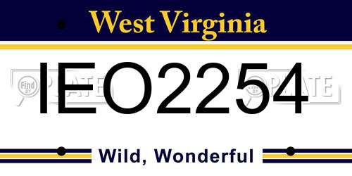 IEO2254 West Virginia License Plate