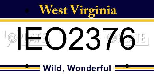 IEO2376 West Virginia License Plate