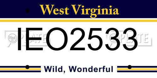 IEO2533 West Virginia License Plate