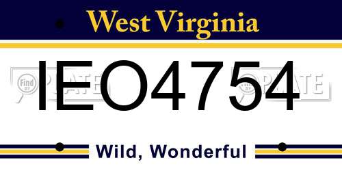 IEO4754 West Virginia License Plate