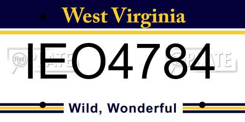 IEO4784 West Virginia License Plate