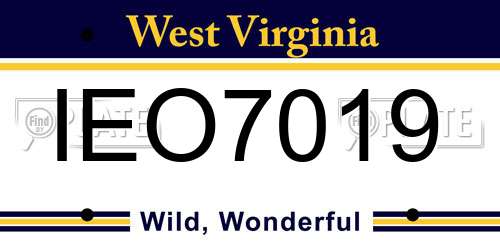IEO7019 West Virginia License Plate