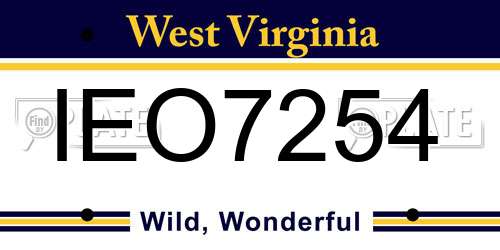 IEO7254 West Virginia License Plate