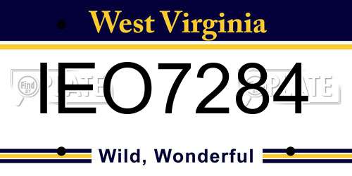 IEO7284 West Virginia License Plate