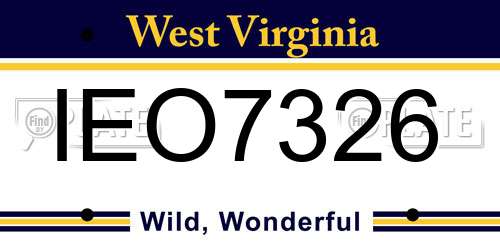 IEO7326 West Virginia License Plate