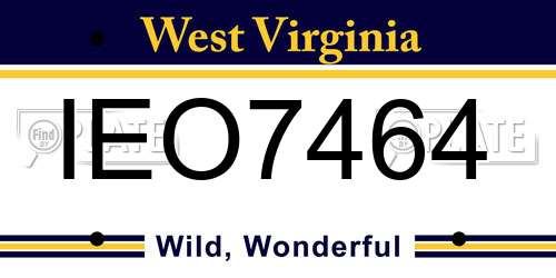 IEO7464 West Virginia License Plate