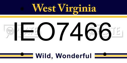 IEO7466 West Virginia License Plate