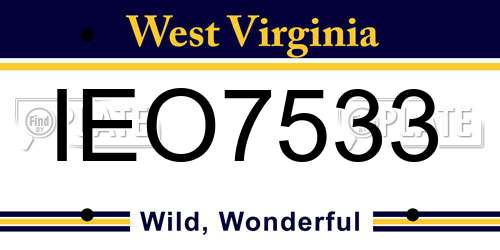 IEO7533 West Virginia License Plate