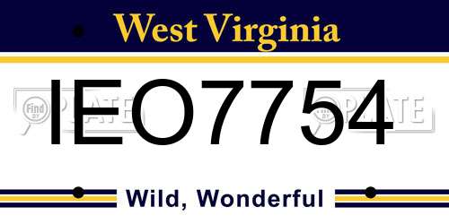 IEO7754 West Virginia License Plate