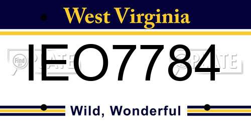 IEO7784 West Virginia License Plate
