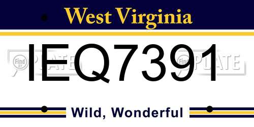 IEQ7391 West Virginia License Plate