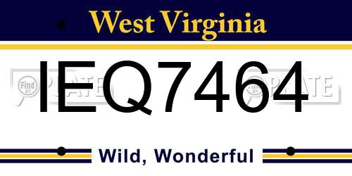 IEQ7464 West Virginia License Plate
