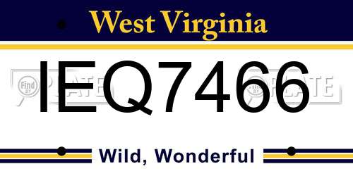 IEQ7466 West Virginia License Plate