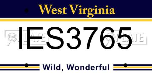 IES3765 West Virginia License Plate