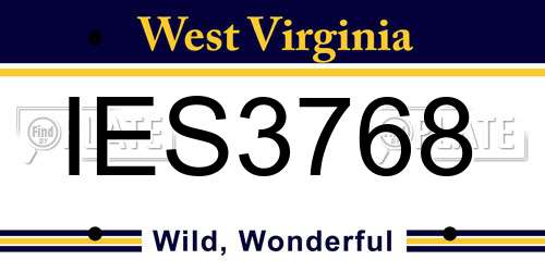 IES3768 West Virginia License Plate