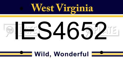 IES4652 West Virginia License Plate