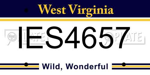 IES4657 West Virginia License Plate