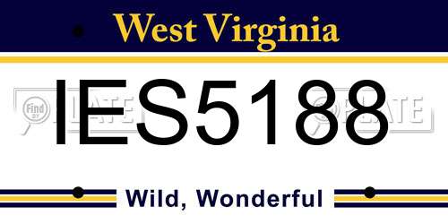 IES5188 West Virginia License Plate