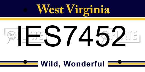 IES7452 West Virginia License Plate