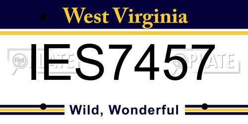 IES7457 West Virginia License Plate