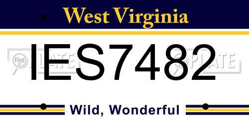 IES7482 West Virginia License Plate