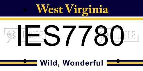 IES7780 West Virginia License Plate