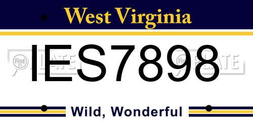 IES7898 West Virginia License Plate