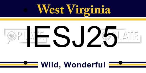 IESJ25 West Virginia License Plate