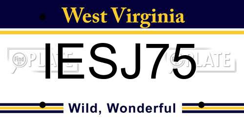 IESJ75 West Virginia License Plate